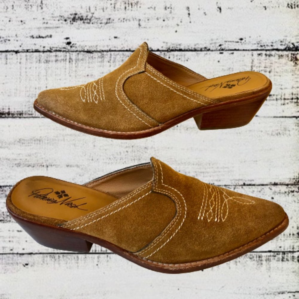Patricia Nash Mustard Suede Mules with Low Heel - Picture 3 of 15